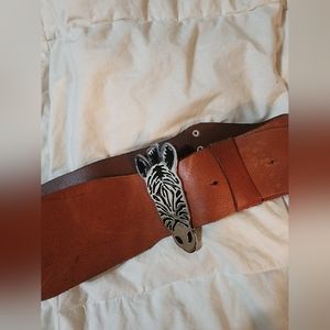 Genuine Leather Zebra Wide Belt Funky
